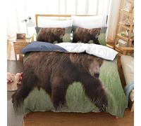 QazwYu Grizzly Duvet Cover Set 3D Bedding Set 3 Pieces Ultra Soft Microfiber Polyester Comforter Cover Grizzly Theme Quilt Cover with Zipper Closure King(220x240 cm)