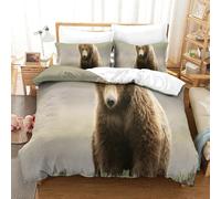 QazwYu Grizzly Duvet Cover Set 3D Bedding Set 3 Pieces Ultra Soft Microfiber Polyester Comforter Cover Grizzly Theme Quilt Cover with Zipper Closure King(220x240 cm)