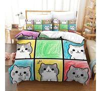 QazwYu Romantic Cat Duvet Cover Set 3D Bedding Set 3 Pieces Ultra Soft Microfiber Polyester Comforter Cover Romantic Cat Theme Quilt Cover with Zipper Closure Double(200x200 cm)