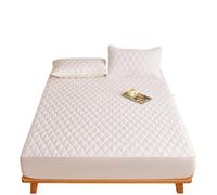 QAZWZG 1PC Thicken Solid Color Checked Mattress Cover,Cotton-padded Breathable All Seasons Suitable For The Bedroom(No Pillowcase) for Home(White,200x220cm)