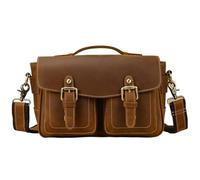 QAZWZG Leather Camera Bag Messenger Outdoor Waterproof Protection Lens Shoulder for Outdoors(Brown)