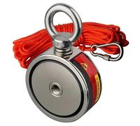 QAZWZG Rare Earth Magnets 180KG Double Side Strong Neodymium Magnet Search Magnetic Super Power Salvage Fishing Magnet With Searching 15M Rope Round Neodymium Magnets