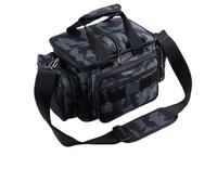 QAZWZG Waterproof Storage Bags 600D Oxford Fabric High Capacity Tourist Mountain Hiking Backpack Long-Lasting Fishing Gear for Outdoor(Black Gray B)