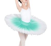 QAZWZG Women Ballet Wrap Skirt Women Ballet Tutu Skirts Teen Adult 7 Layers Swan Lake Performance Ballet Tutu Dance Practice Skirt Gradient Dance Tutu Dress For Girls Women(Gradient Green,L)