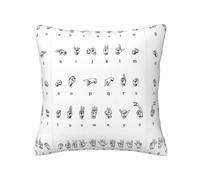 QAZWZML 18"X18" Square Pillowcases, Sign Language Alphabet Printed Removable Pillowcases, Suitable For Sofas, Beds, And Interior Decorations.