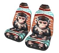 QAZWZML 2 Pack Bus, Ferry Seat Covers, Protect Car, SUV, Truck, Van, Car Seat Covers, The Silent Monkey Patterned Car Seat Covers