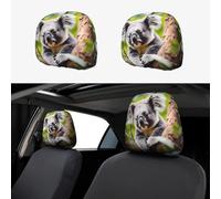 QAZWZML 2-Pack car seat headrest Covers Happy Cute Koala Printed headrest Covers Suitable for Most car Models