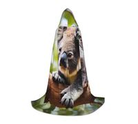 QAZWZML A little koala Printed Medium Capes Stage Performances, Theater Performances, Cosplay Youth Hooded Capes