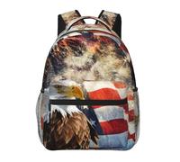 QAZWZML American Flag Fire Eagle Laptop Backpack - Lightweight Daypack for Travel, Hiking, Business, Camping & Gym