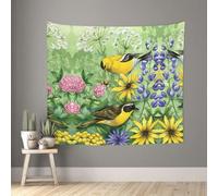 QAZWZML American goldfinch Graphic Decorative Wall Hanging - Soft Peach Skin Tapestry 60x51 Inches - Dorm Bedroom Wall Decor Gift