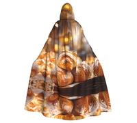 QAZWZML bakery Patterned adult hooded cape, unisex cosplay cape, suitable for Halloween, carnivals, and festival parties.