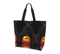QAZWZML Bear Eats Honey Printed Women's Large Capacity Shopping Bag Handbag and Shoulder Bag Essential for Commuting and Shopping
