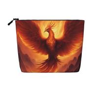 QAZWZML beautiful phoenix Printed single layer faux linen cosmetic bag portable zippered cosmetic bag travel accessory