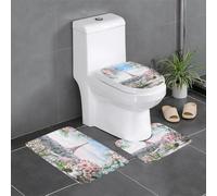 QAZWZML Beautiful Tower Paris Patterned Bathroom Mat Set, suitable for most home bathrooms and hotel rooms.