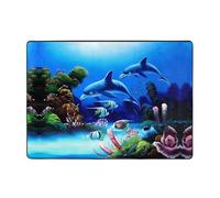 QAZWZML Beautiful Underwater World Dolphins Coral Patterned floor mat, home rug, suitable for bathroom, living room, and bedroom.