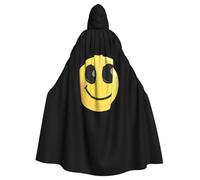 QAZWZML Big eyes smiling face Printed Hooded Cape with Bow Tie and Zipperless Design, Suitable for Parties, Cosplay, and Themed Costumes