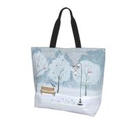 QAZWZML Birds in the park on a snowy day Patterned shoulder bag, shopping organizer, suitable for travel, gym, and commuting.