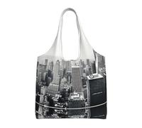 QAZWZML black and white New York Printed single-shoulder commuter canvas bag suitable for travel, commuting or shopping, fitness and sports leisure bag