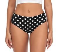 QAZWZML Black and White Polka Dots 2XL Printed Women's Full Coverage Panties - Plus Size, Seamless Elastic Underwear
