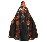 QAZWZML Black antelope with flowers Patterned adult hooded cape, unisex cosplay cape, suitable for Halloween, carnivals, and festival parties.