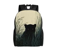 QAZWZML Black panther in the grass prints men's and women's large laptop backpacks with compartments, waterproof travel backpacks, durable Oxford bags