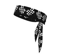 QAZWZML Black White Formula Checkered Flags Pattern printing sports headband for men and women, sweat-absorbing headband for badminton, mountaineering and cycling