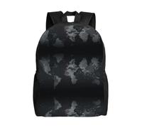 QAZWZML Black World Map prints men's and women's large laptop backpacks with compartments, waterproof travel backpacks, durable Oxford bags