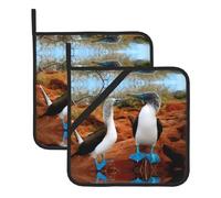 QAZWZML Blue Bird Printed Kitchen Potholder Set - 2-Piece Potholder Set for Cooking and Countertop Protection