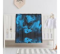 QAZWZML Blue ButterflyBaby swaddle blanket, perfect for newborns, crib blankets, for use in the crib, naptime, or daycare