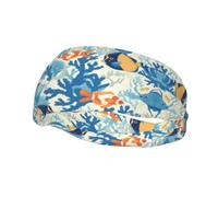 QAZWZML Blue Corals prints headbandsweat absorbing and breathable neutral strap, suitable for gym and outdoor activities