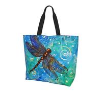 QAZWZML Blue dragonfly pattern shoulder bag, organizer bag for travel, business trips and beach trips