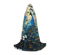 QAZWZML Blue peacock standing among flowers Medium Printed Teen Cloak Cosplay, Stage Performance and Daily Cosplay Wholesale
