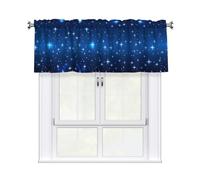 QAZWZML Blue Star Pattern Printed Short Valance, no Drill Installation, Suitable for Kitchens, bathrooms, Laundry Rooms.