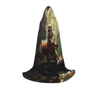 QAZWZML Brave Squirrel S prints Capes Stage Performances, Theater Performances, Cosplay Youth Hooded Capes