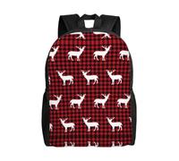 QAZWZML Buffalo Plaid Deer prints men's and women's large laptop backpacks with compartments, waterproof travel backpacks, durable Oxford bags