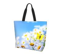 QAZWZML Butterfly On Daisy Patterned shoulder bag, shopping organizer, suitable for travel, gym, and commuting.