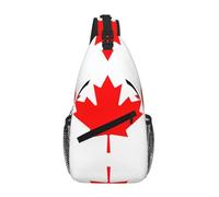 QAZWZML Canadian Flag Crossbody Sling Bag, White with Red Maple Leaf, One Size, Polyester, Contemporary, Zipper, Anti-Theft