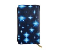 QAZWZML Cartoon blue star Leather clutch wallet, suitable for men or women long wallet, size 2.5 * 10.5 inches