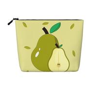 QAZWZML cartoon pear Printed single layer faux linen cosmetic bag portable zippered cosmetic bag travel accessory