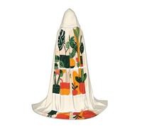 QAZWZML Cartoon potted turtle back bamboo Printed Large Capes Stage Performances, Theater Performances, Cosplay Youth Hooded Capes