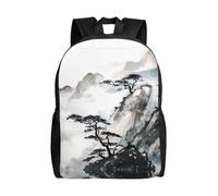 QAZWZML Chinese Landscape Painting prints men's and women's large laptop backpacks with compartments, waterproof travel backpacks, durable Oxford bags