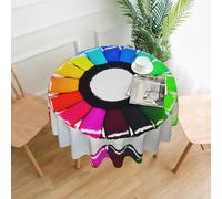 QAZWZML Colored Crayon Circles 60-inch Round Tablecloth Suitable for Dining Tables banquets Buffet Parties and Weddings