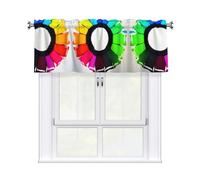 QAZWZML Colored Crayon Circles Patterned Curtains, Rod-Style Short Curtains, Suitable for Kitchen, Living Room, Bathroom and Bedroom Decor.