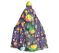 QAZWZML Colorful Dream Mushroom Patterned adult hooded cape, unisex cosplay cape, suitable for Halloween, carnivals, and festival parties.