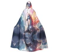 QAZWZML Colorful Fur Unicorn Printed Hooded Cape with Bow Tie and Zipperless Design, Suitable for Parties, Cosplay, and Themed Costumes