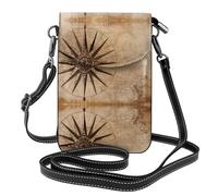 QAZWZML Compass Map Nautical Printed Crossbody Bag, Full-Panel Print, Layered Card Slots, Outdoor Shopping & Travel Women's Shoulder Bag