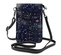 QAZWZML Constellation Star Clusters Galaxies Printed Crossbody Bag, Full-Panel Print, Layered Card Slots, Outdoor Shopping & Travel Women's Shoulder Bag