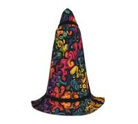 QAZWZML Continuous graph Printed Medium Capes Stage Performances, Theater Performances, Cosplay Youth Hooded Capes
