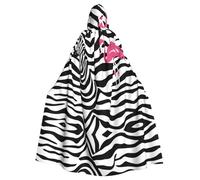 QAZWZML Cosplay Abstract zebra Printed Hooded Cape - Zipperless Bow Tie Oversized Masquerade Hooded Cape