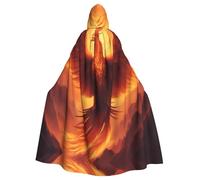 QAZWZML Cosplay beautiful phoenix Printed Hooded Cape - Zipperless Bow Tie Oversized Masquerade Hooded Cape